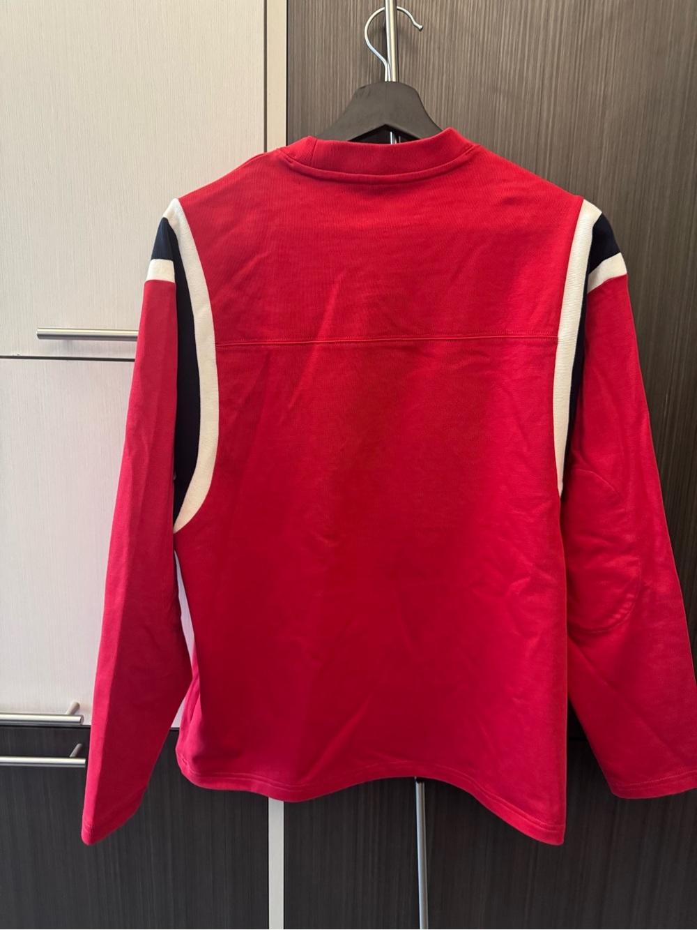 Aritzia Red Crewneck Sweatshirt with Navy White Number 18 - Picture 3 of 4